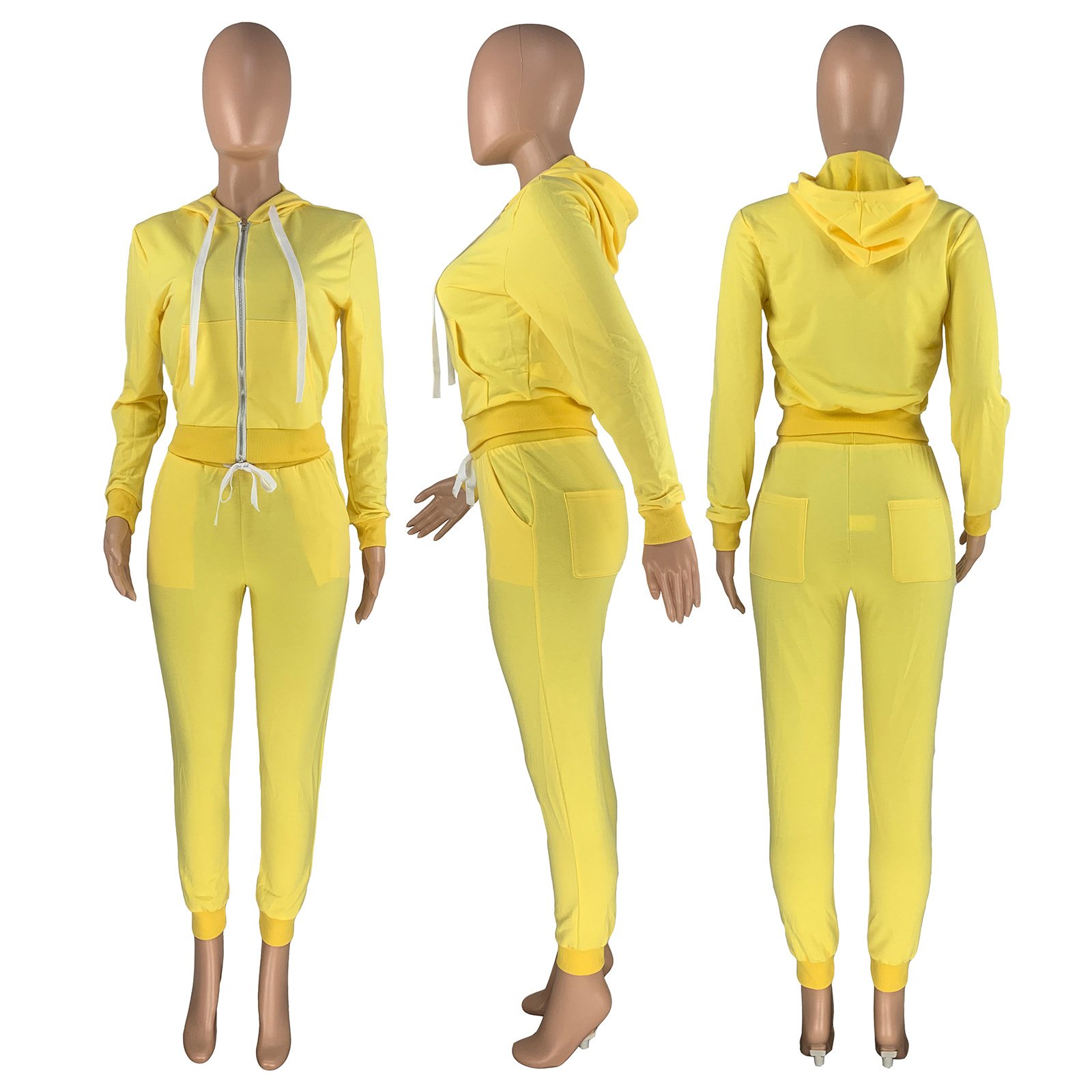 High Quality Custom Logo Blank Tracksuits Fashion Outfits Plus Size Solid Color Jogger 2 Piece Club Sportswear Women Set