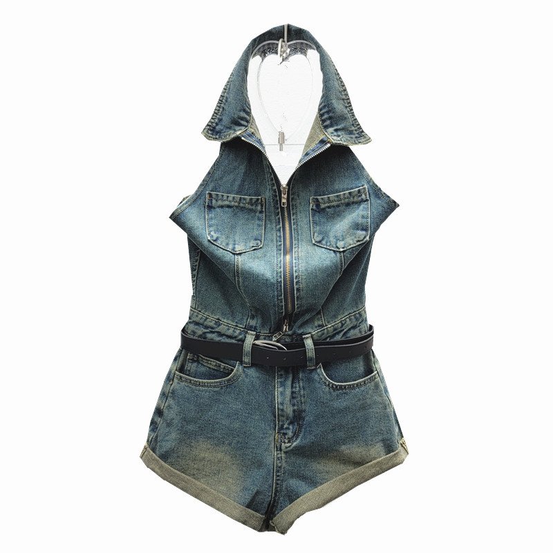 Boutique Wholesale 2024 Summer New Sleeveless Single Breasted Vest High Waist Rolled Edge Wide Leg Shorts Denim Women's Sets