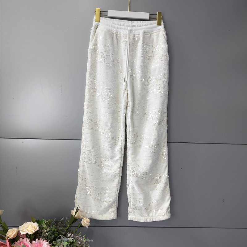 Luxury Lady 2 Piece Sweat Pants Sets Women Bling Tracksuit Long Sleeve Sequined Hoodies Set