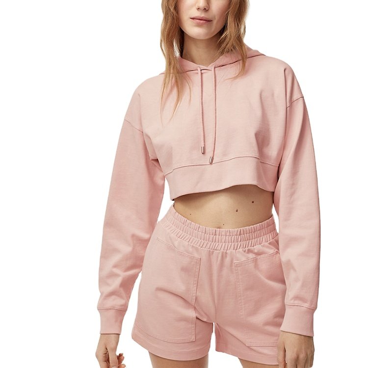 Crop Hoodies Wholesale Women Clothing 2021 Two Piece Set Crop Top Oversized Hoodies Women's Shorts