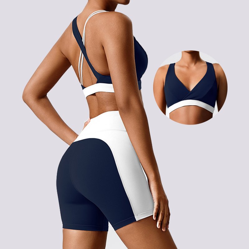 Ladies Eco-friendly Recycled Yoga Fitness Apparel Active Wear Women's High Waisted Shorts And Sport Bra 2 Piece Sets