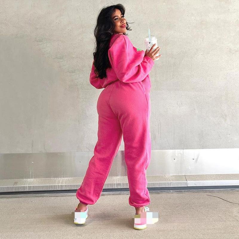 Women's Autumn Fashion Letter Printing Long Sleeve Top High Waist Casual Pants Suit Women's Sets