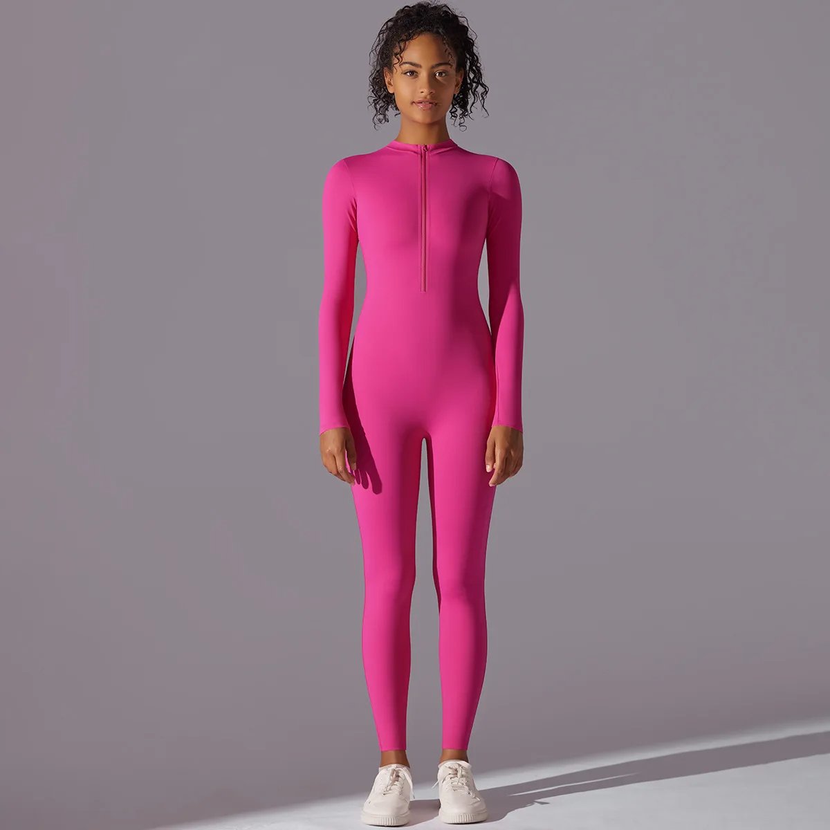 Women Round Neck Full Zip Yoga Suit Lady High Stretch Long Sleeve Gym Sets Female High Waist Abdomen Sports Tracksuit