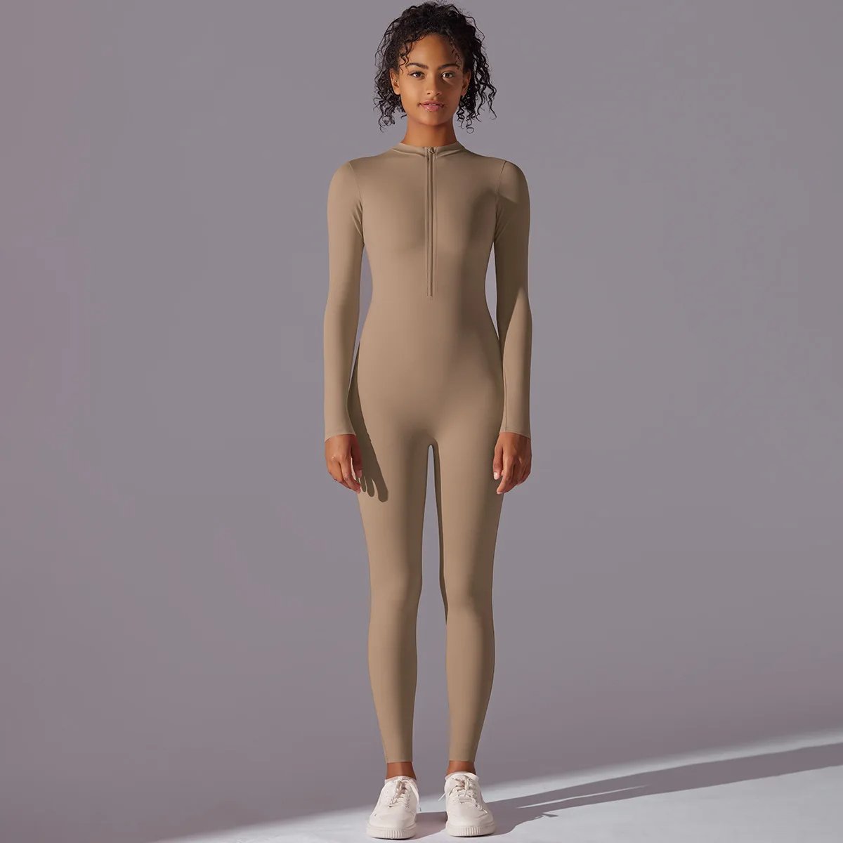 Women Round Neck Full Zip Yoga Suit Lady High Stretch Long Sleeve Gym Sets Female High Waist Abdomen Sports Tracksuit