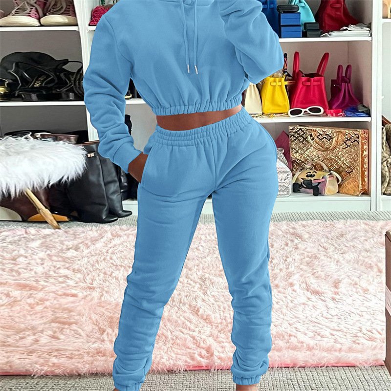 Customized LOGO high-quality women's casual sports comfortable hooded sweater leggings two-piece set
