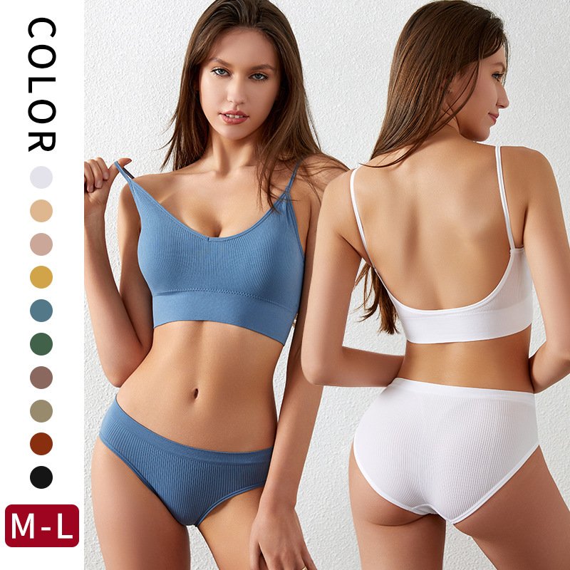 Daily wear breathable underwear set for women 100% cotton sports wear bra set
