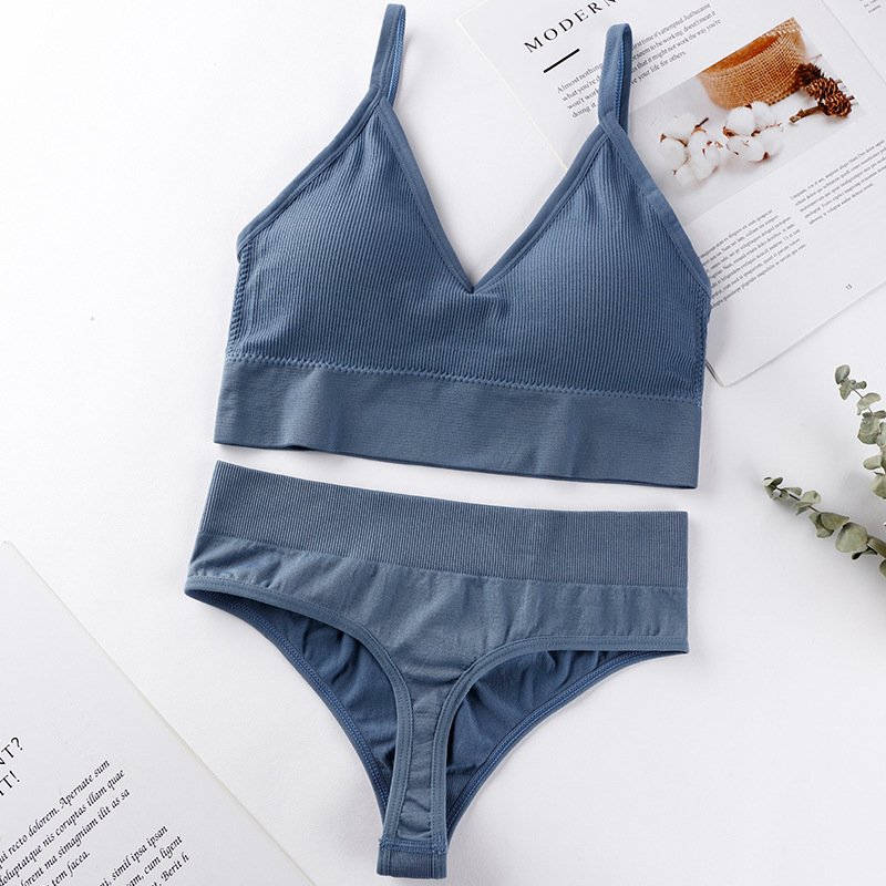 Daily wear breathable underwear set for women 100% cotton sports wear bra set
