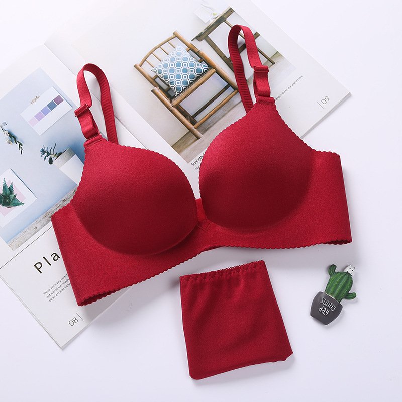 Fashion Girl Comfortable Wire Free One-piece Bra Underwear Set Microfiber Bra Set Bra Panty Laser Cut Solid Seamless Bikini