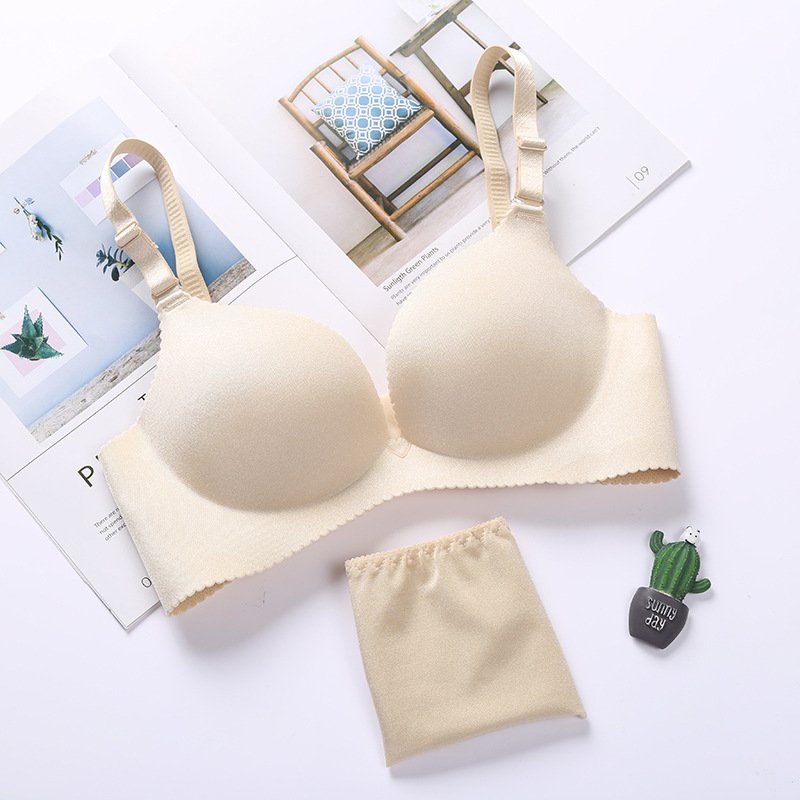 Fashion Girl Comfortable Wire Free One-piece Bra Underwear Set Microfiber Bra Set Bra Panty Laser Cut Solid Seamless Bikini
