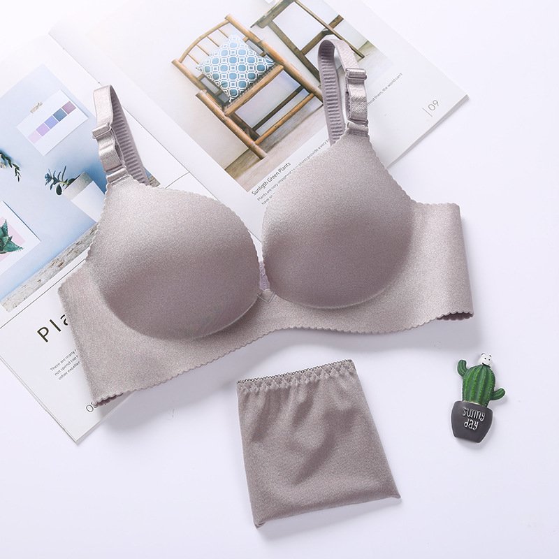 Fashion Girl Comfortable Wire Free One-piece Bra Underwear Set Microfiber Bra Set Bra Panty Laser Cut Solid Seamless Bikini