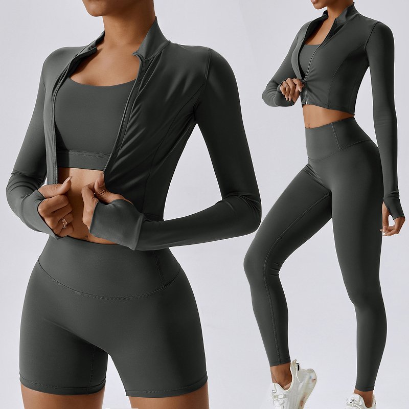Custom Logo Quick Dry Sport Bra Activewear Popular Women Fitness 4 Piece Yoga Wear High Waist Leggings Gym Yoga Set