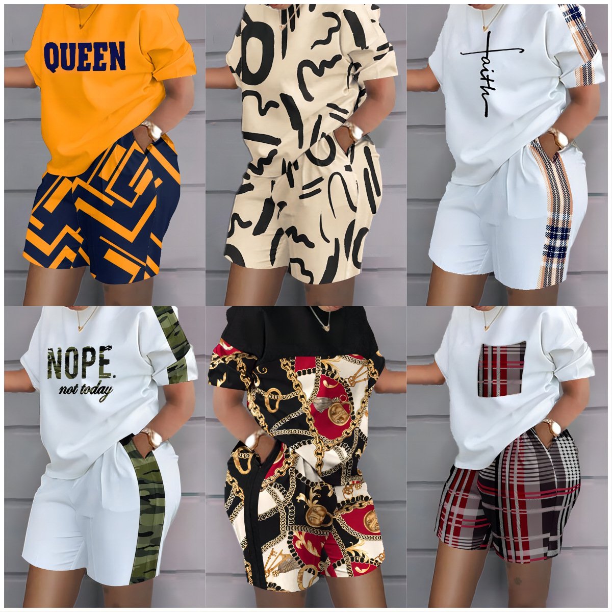 2023 Casual Summer Women Short Outfits Letter Print Crop Top T Shirt And Shorts Matching Summer Women's Two Piece Short Set