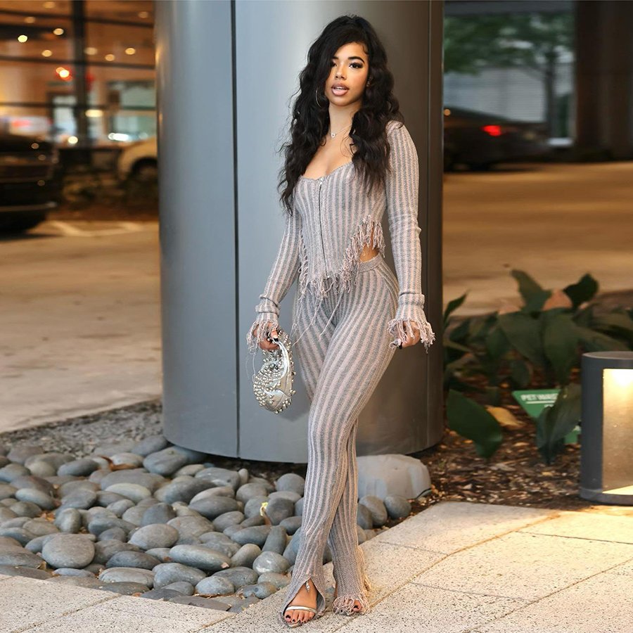 39242 Fashion Knit Women's Set Lounge Wear 2 Piece Set Women Clothing