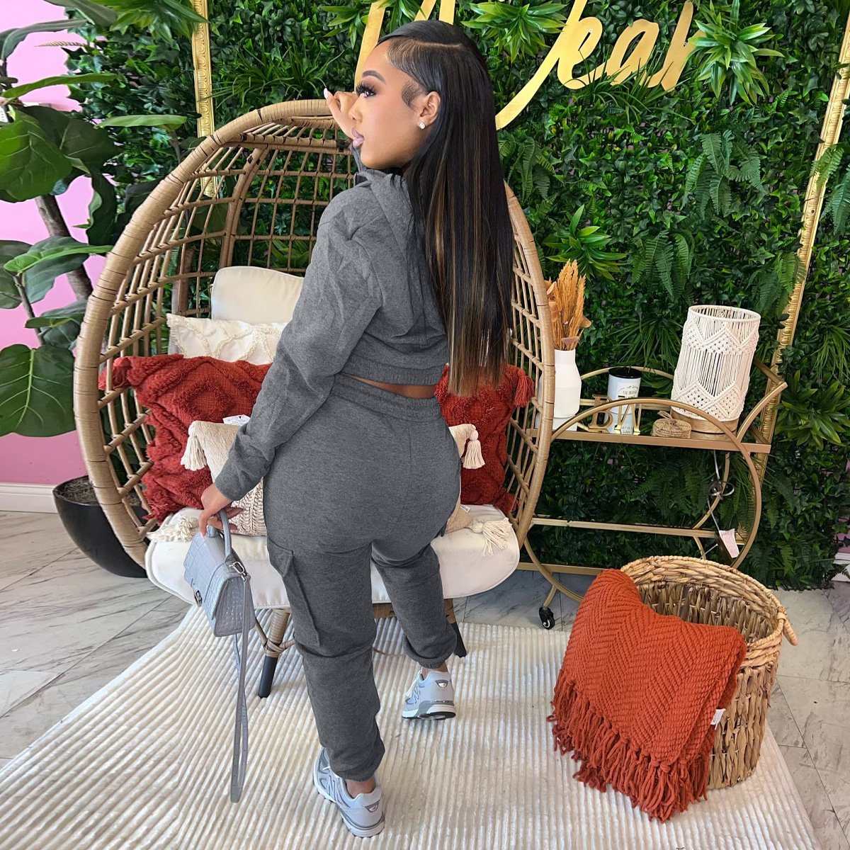 outfits two piece set women clothing sweat suits joggers spring women's sets cargo pants jogging cropped top outfits