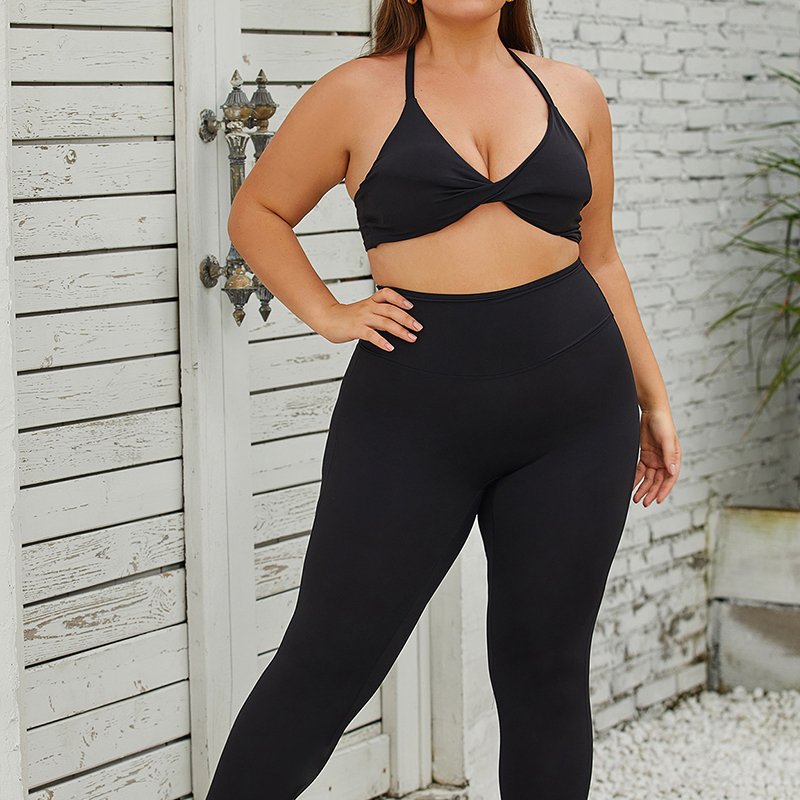 Plus Size Women's Underwear Leggings Yoga Bra Brief Sets High-Waisted Tight Sportswear Quick Dry Yoga Sets Gym Fitness Set