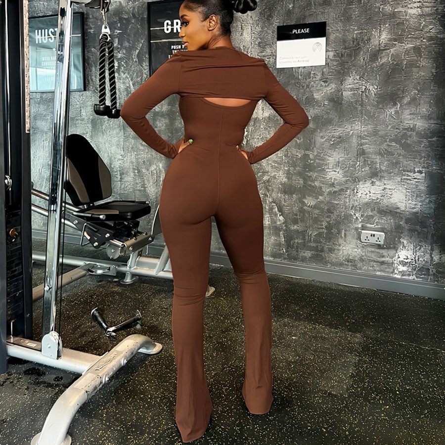 Kliou K24S55556 autumn skinny 2 piece set women solid casual ladies jumpsuits pants women's set