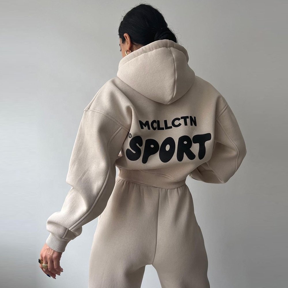 2024 New arrival sporty women hoodie set women hoodie and pants set custom hoodie and sweatpants set