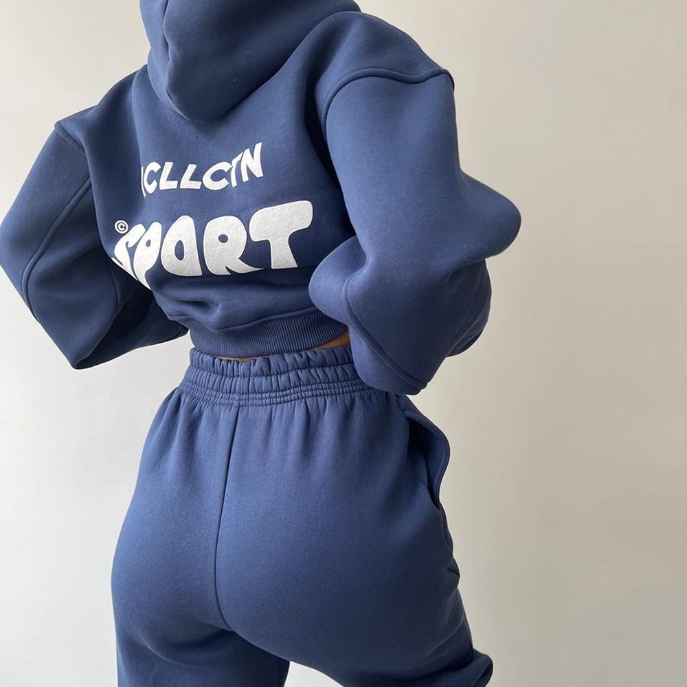 2024 New arrival sporty women hoodie set women hoodie and pants set custom hoodie and sweatpants set