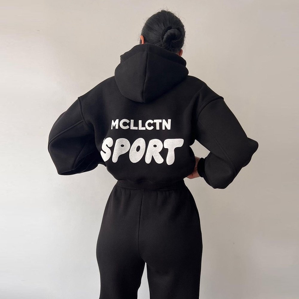 2024 New arrival sporty women hoodie set women hoodie and pants set custom hoodie and sweatpants set