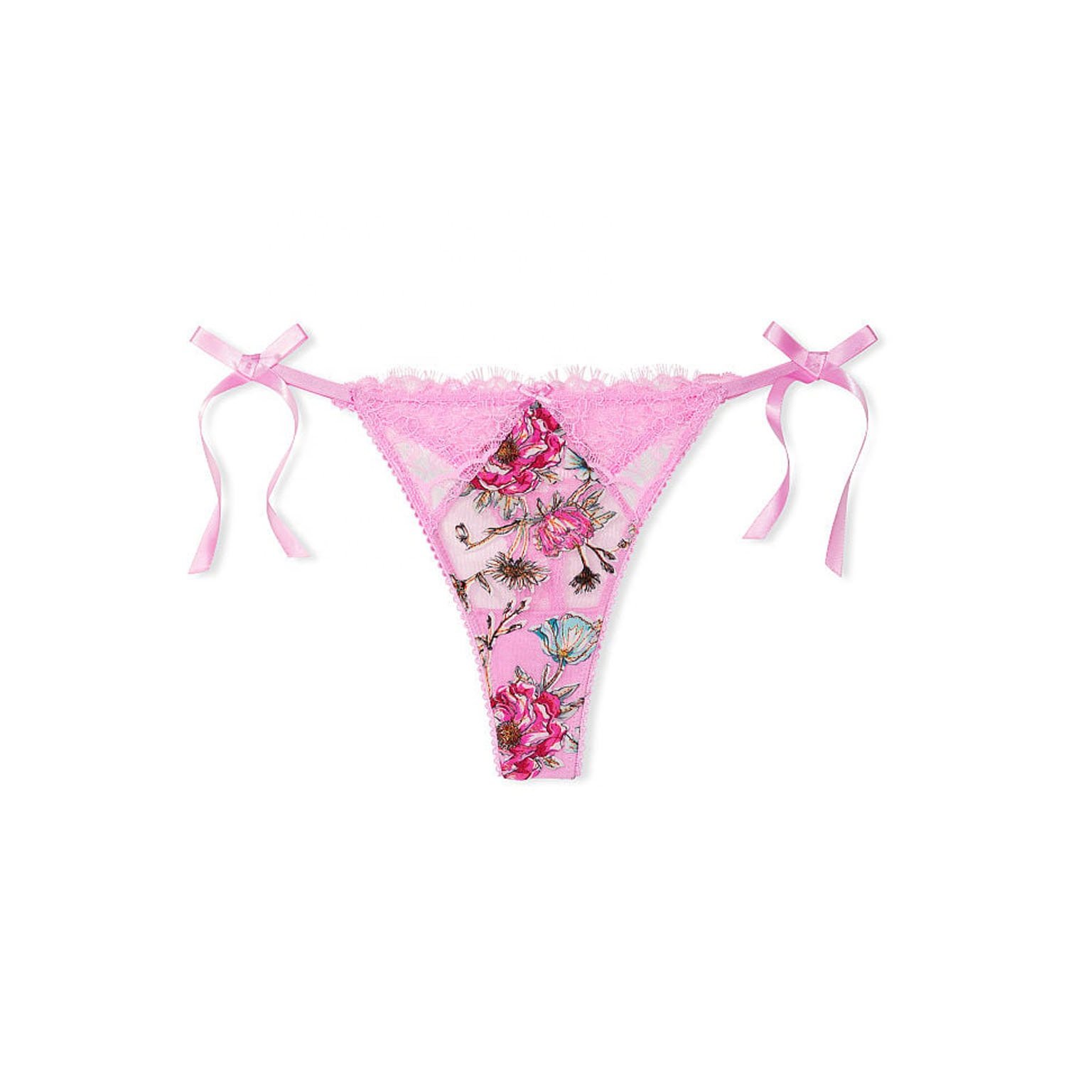 Factory Made OEM Floral Embroidery Bralette Bra with Side-Tie Sexy Thong Panty for Womens Lace Bra Set