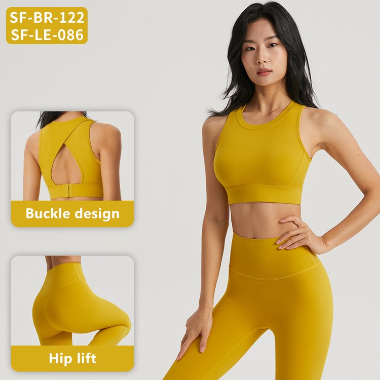 New Sports All-In-One Fixed Shock-Absorbing High Collar Anti-Roll Tight Side Fitness Clothing Plus Size Women's Sets Yoga Sets