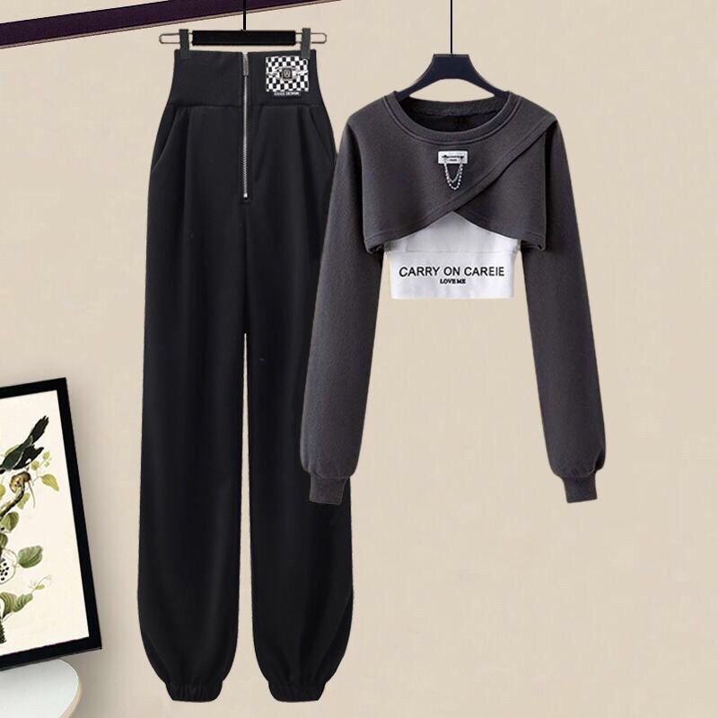 Women's Autumn Winter Tracksuit Set 2023 New Fashion Short Sweater Top + Vest + Pantsthree-piece Korean Elegant Sportswear Suit