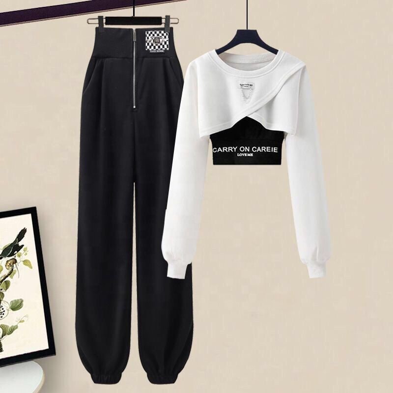 Women's Autumn Winter Tracksuit Set 2023 New Fashion Short Sweater Top + Vest + Pantsthree-piece Korean Elegant Sportswear Suit