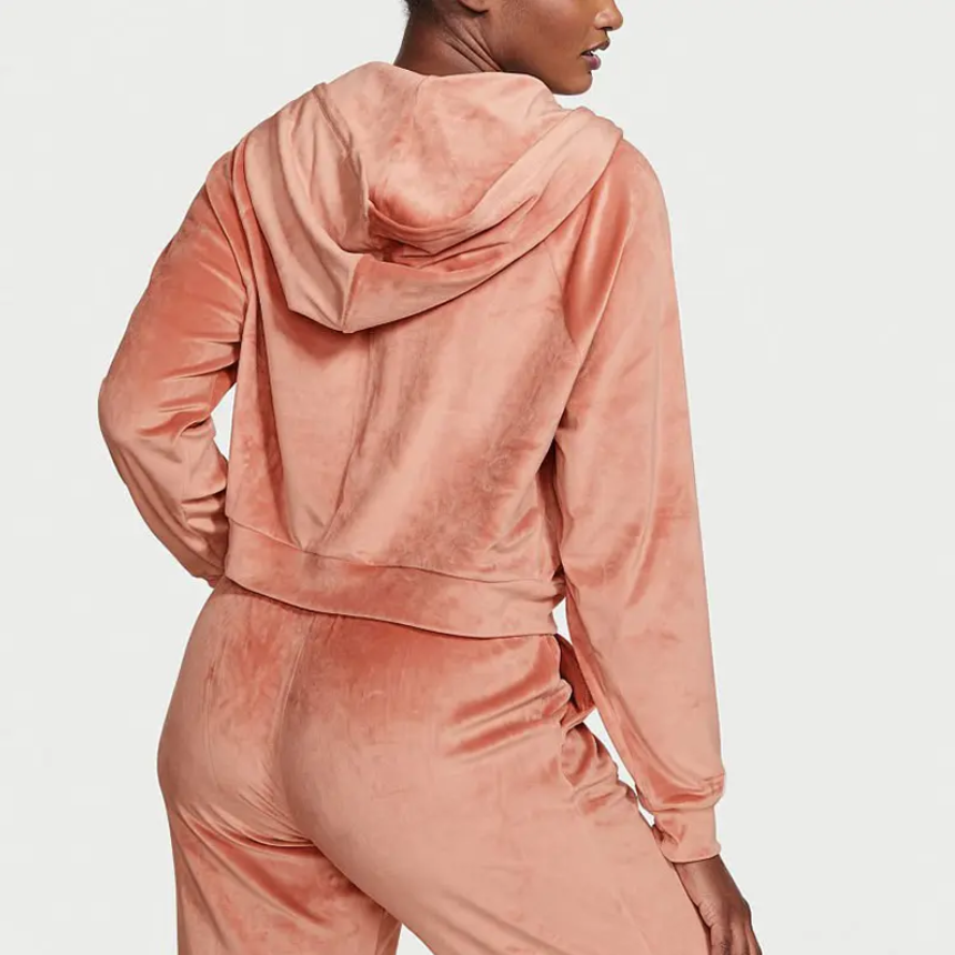 2023 New Arrivals Velour women tracksuit / Baggy Style Tight Legs Velour Ladies Tracksuit Crop Top Velour Set