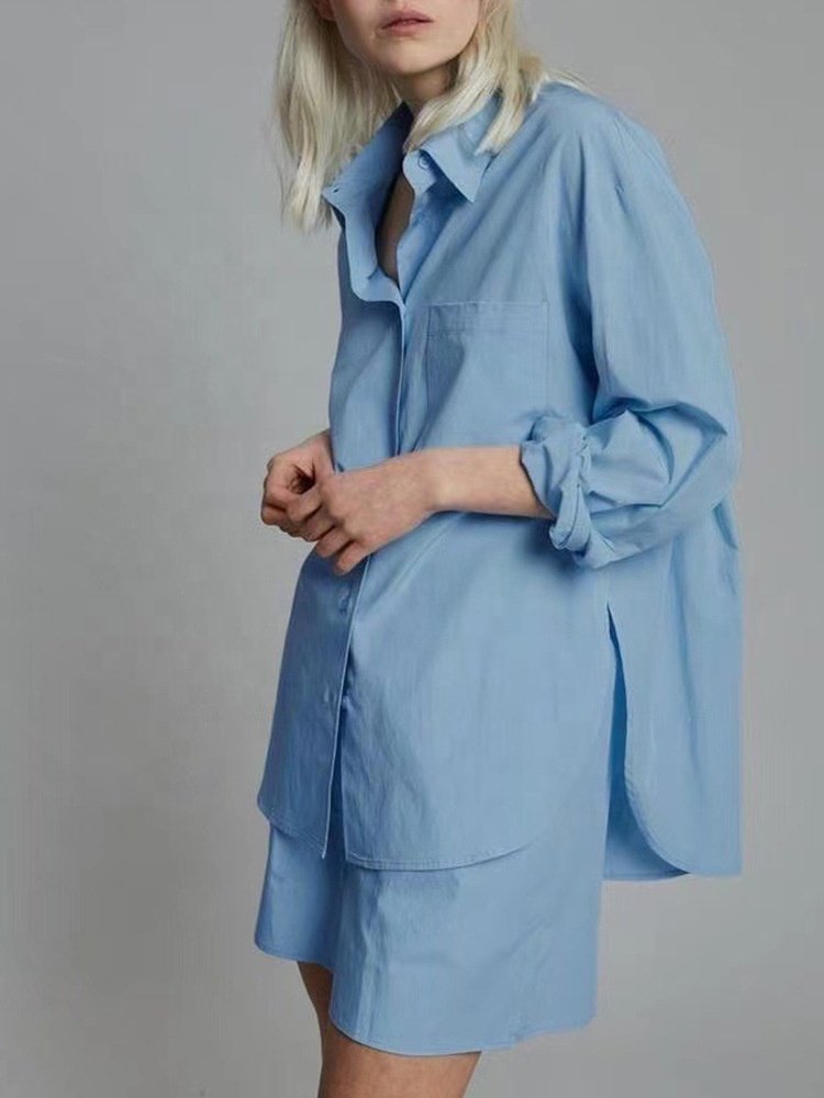 New arrival 100 cotton long sleeve shot pants shirt and pants sets women loose set woman pants and shirt for women