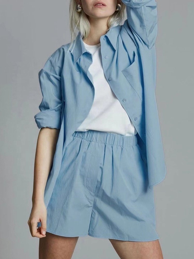 New arrival 100 cotton long sleeve shot pants shirt and pants sets women loose set woman pants and shirt for women