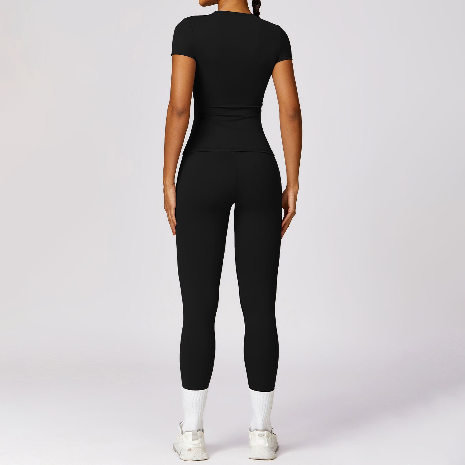 YIYI Fashion Short Sleeves Long T-shirts Exercise Suits High Waist Pants Gym Set Women Yoga Set Gym Clothing Leggings Sports Top