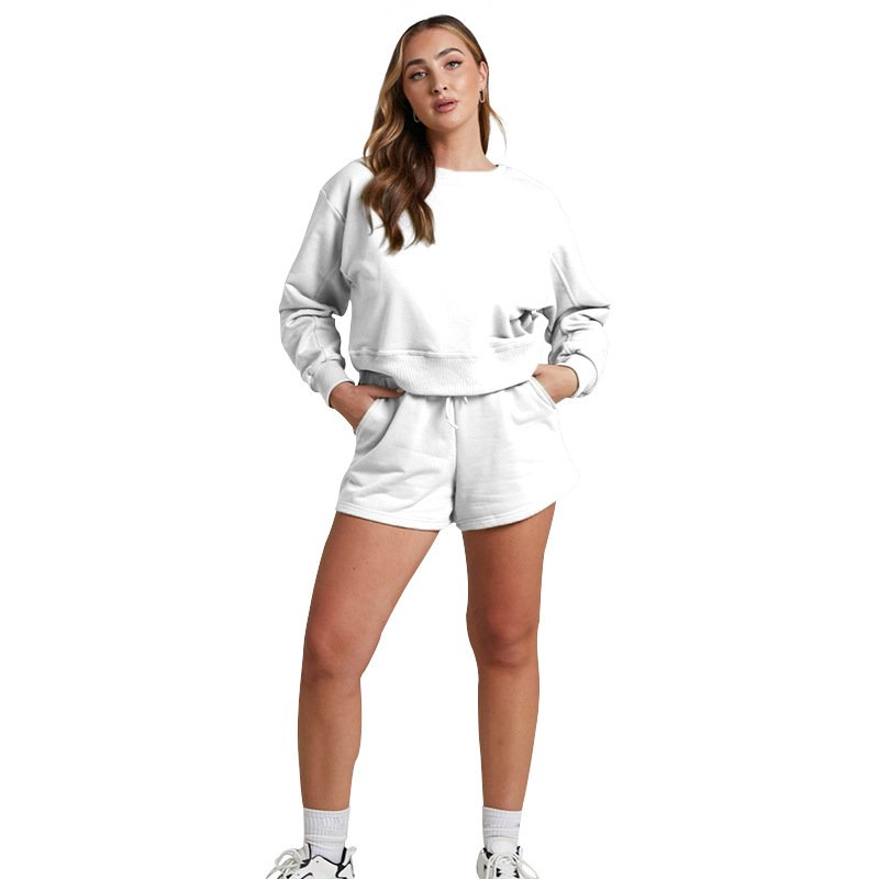 Factory Oem Winter Shorts Tracksuits Outfits Embroidery Custom Logo Plain Gym Plus Size Jogger Sports Two Piece Women'S Sets
