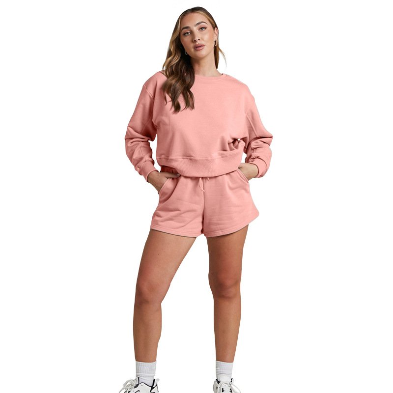 Factory Oem Winter Shorts Tracksuits Outfits Embroidery Custom Logo Plain Gym Plus Size Jogger Sports Two Piece Women'S Sets