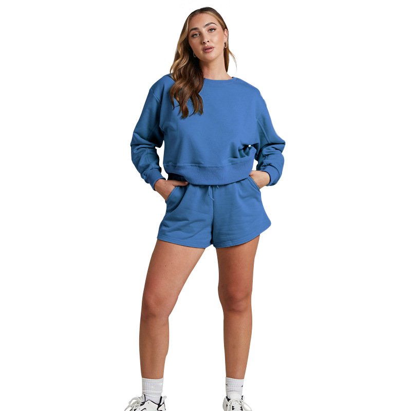 Factory Oem Winter Shorts Tracksuits Outfits Embroidery Custom Logo Plain Gym Plus Size Jogger Sports Two Piece Women'S Sets