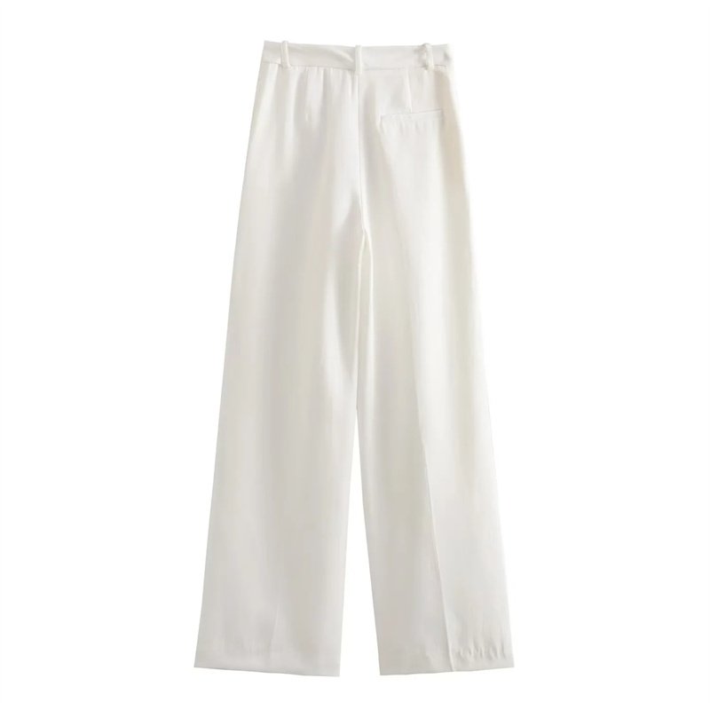 TAOP&ZA 2023 new women's white elegant pleated decorative high-waisted straight-leg trousers 8365532 8364532