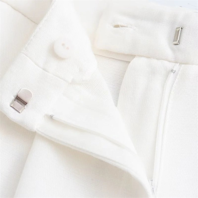 TAOP&ZA 2023 new women's white elegant pleated decorative high-waisted straight-leg trousers 8365532 8364532