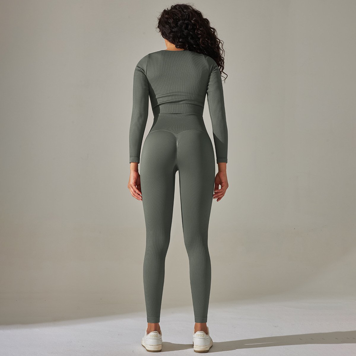 Odm Conjuntos De Gimnasio Para Mujer Sports Workout Custom Logo Yoga Butt Lift Legging 2 Piece Ribbed Gym Sets For Women