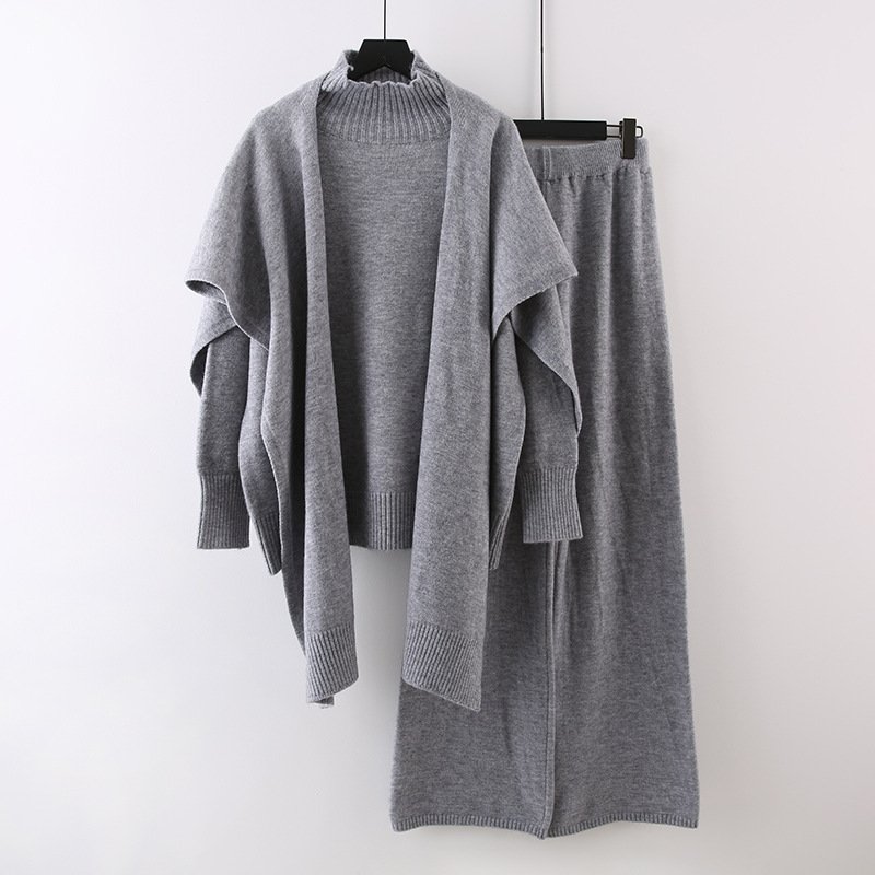 Boutique Wholesale 2024 Autumn New Fashionable Casual Knitted Sweater Cardigan Wide Leg Pants Women's Set