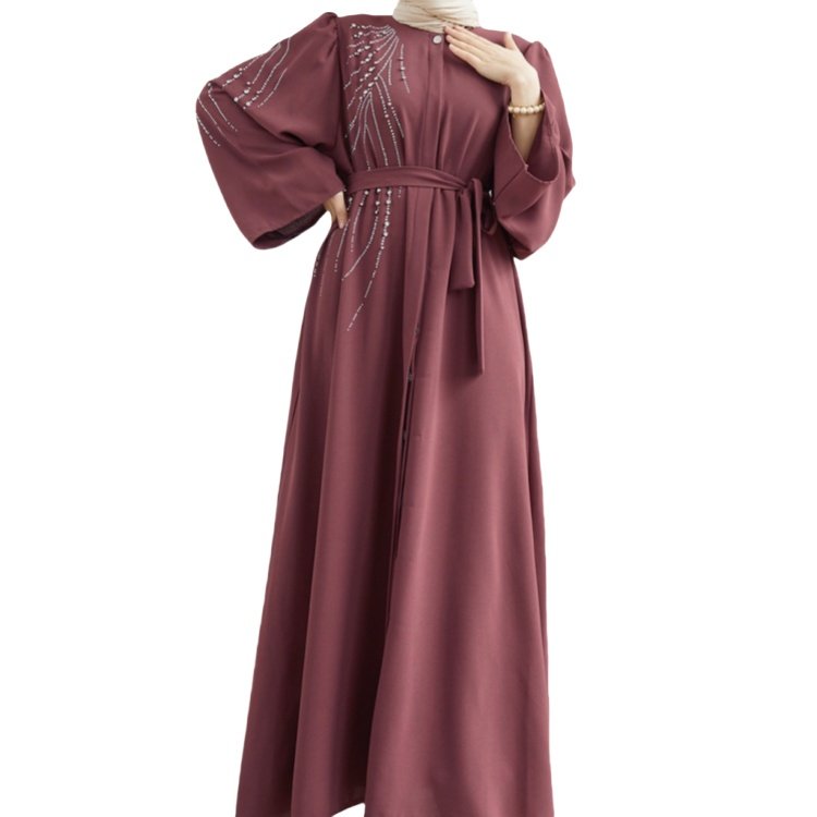 Middle Eastern Women's Muslim Dress Turkey Dubai sequins beaded Abaya islamic women clothes long veiled dresses