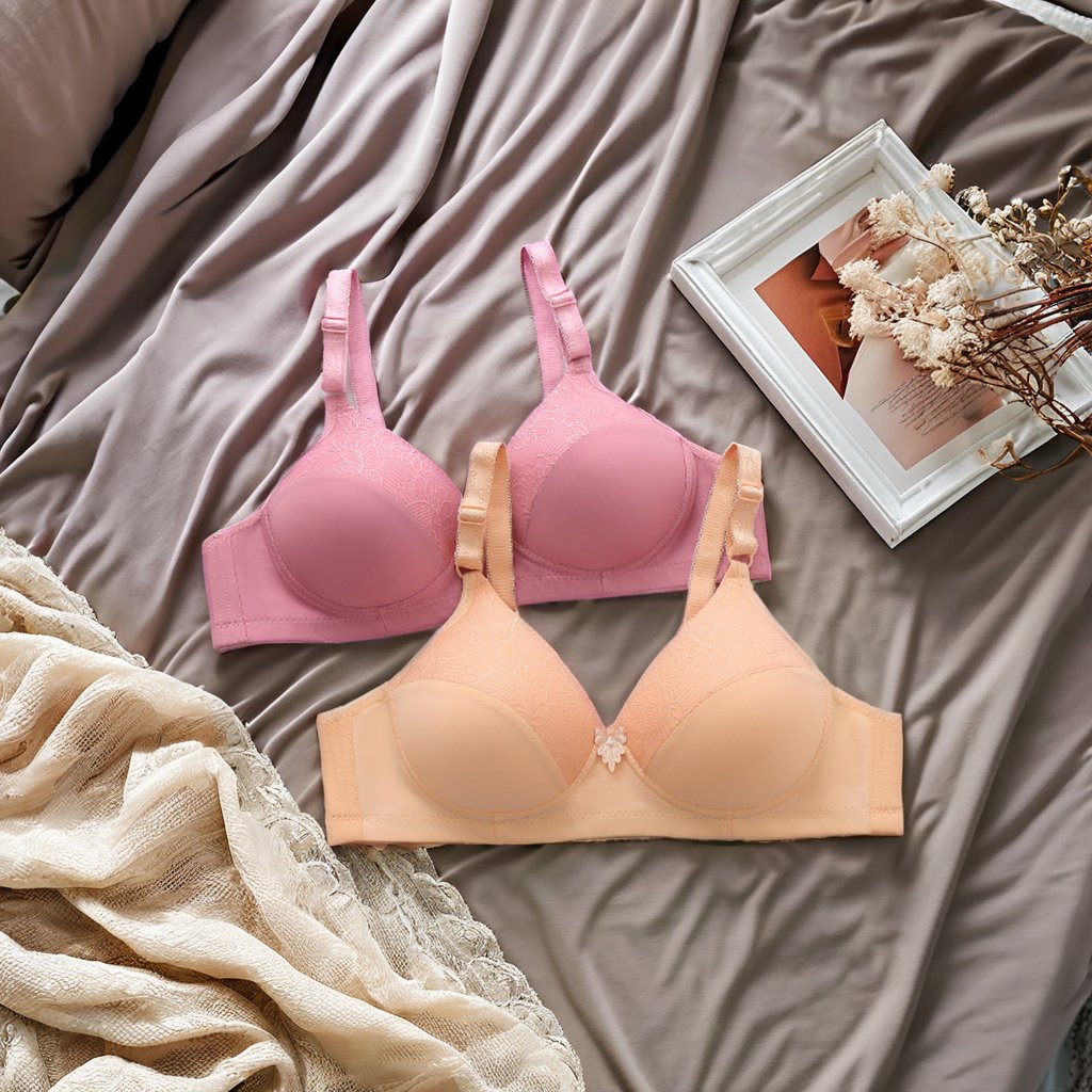 Women's XXL Plus Size Bra Set Full Cup Solid Color Seamless Ladies Underwear With Bow Decoration
