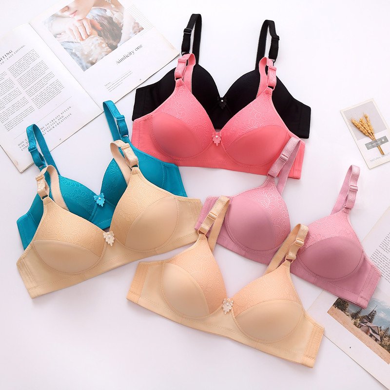 Women's XXL Plus Size Bra Set Full Cup Solid Color Seamless Ladies Underwear With Bow Decoration