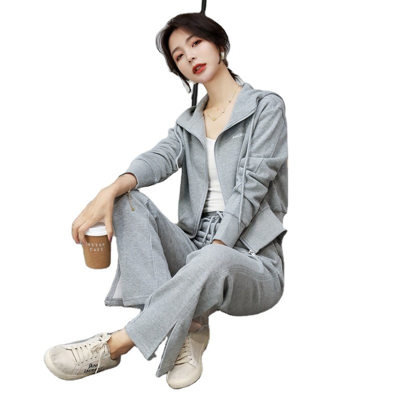 2 Piece Top And Pants Velour Ladies Tracksuits Women Sweatsuit Set Casual Loose Solid Zipper Polyester Womens Hoodies