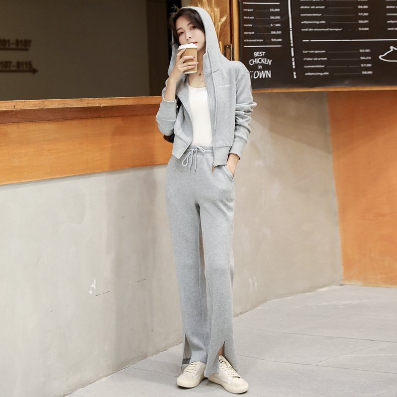 2 Piece Top And Pants Velour Ladies Tracksuits Women Sweatsuit Set Casual Loose Solid Zipper Polyester Womens Hoodies