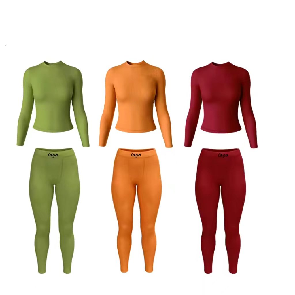 Fall 2024 Loungewear Women Sets Ribbed Outfits Two Pieces Set Women's Clothing Custom Logo Clothing Women Clothes Ropa De Mujer
