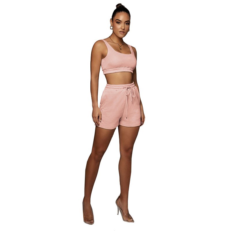 Women's Fashion Casual Bodycon Sleeve Crop Top With Shorts Sets Plus Size Two Piece Women Clothing Set