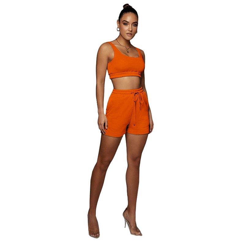 Women's Fashion Casual Bodycon Sleeve Crop Top With Shorts Sets Plus Size Two Piece Women Clothing Set