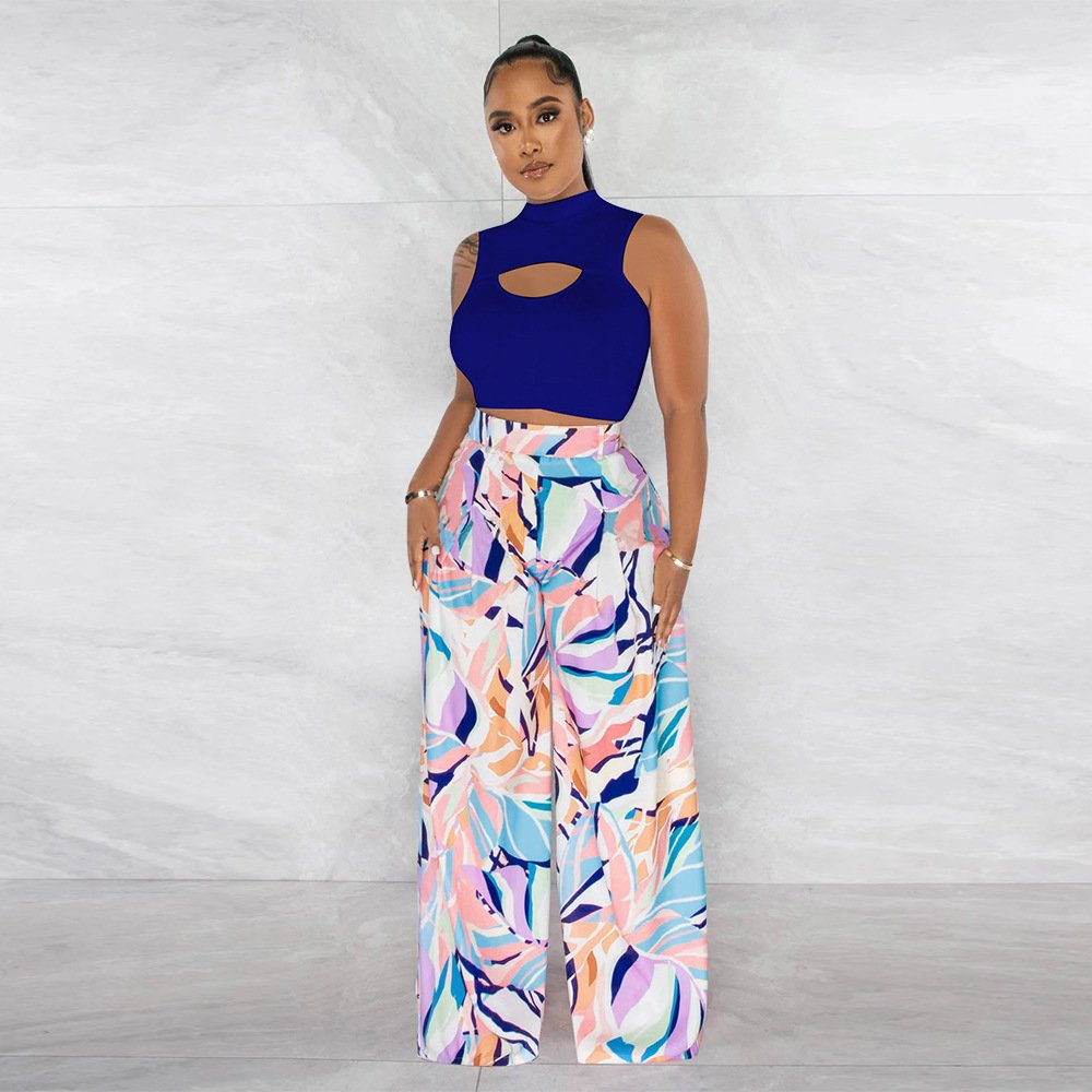 QuiteS 2023 New Fashion Relaxed Crop Long Sleeve T Shirt Top Pant Suit Casual Wide Leg Women Two Piece Sets
