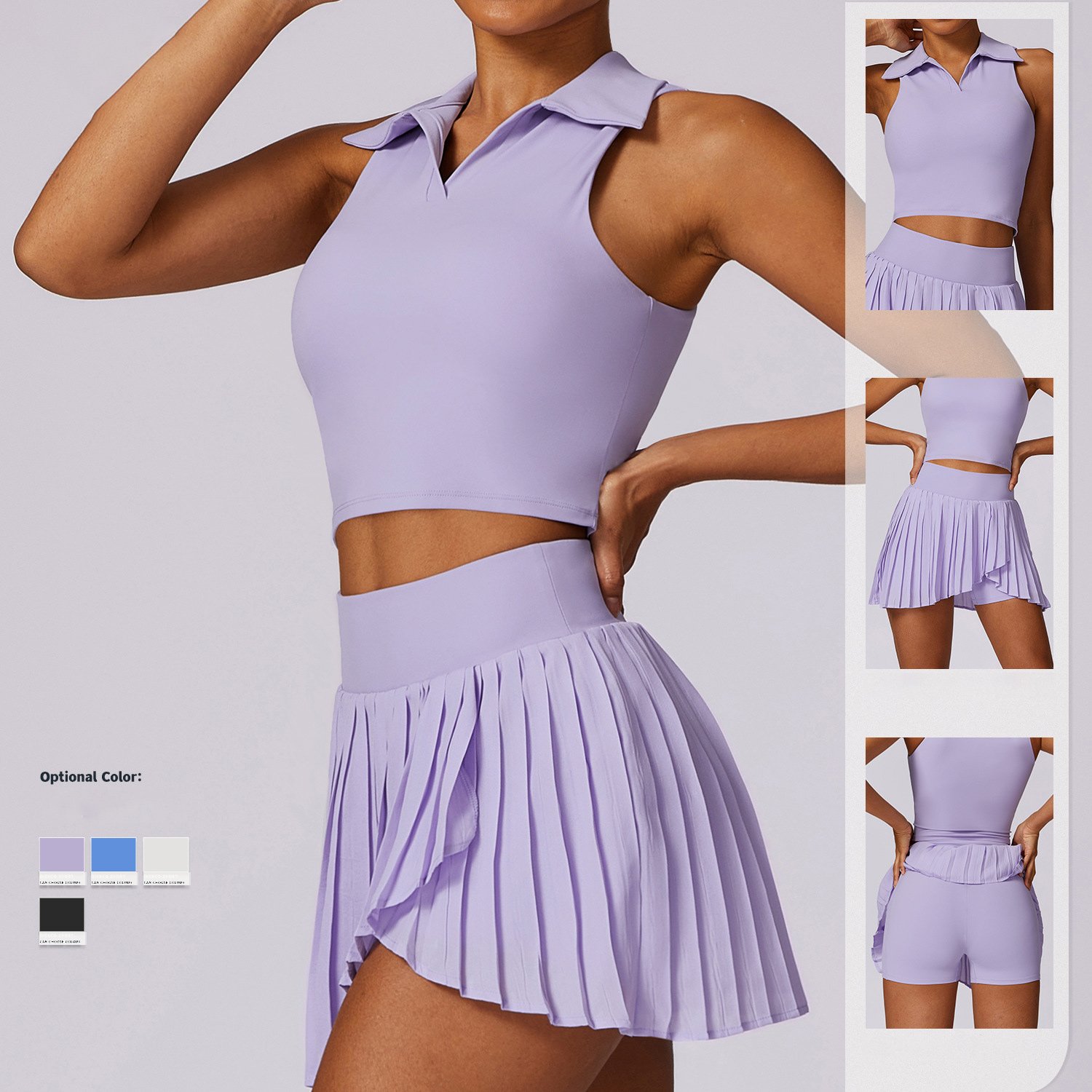 Women Golf Sets Quick Drying Sleeveless Top Sports Skirt 2 Pieces Tennis Sets High Quality Workout Gym Fitness Sets For Women