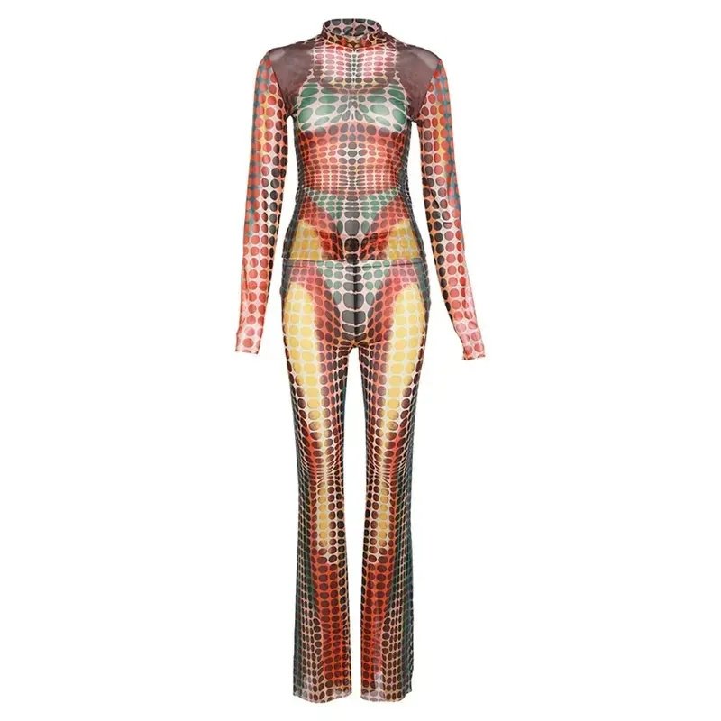 Tracksuits Amazon fall women's clothing digital printed long-sleeved top slim dropshipping fit women's pants & trousers
