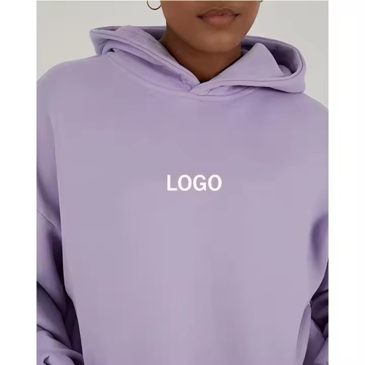 Guangzhou Supplier OEM custom make luxury jogging wear women regular fit purple hoodie set tracksuits